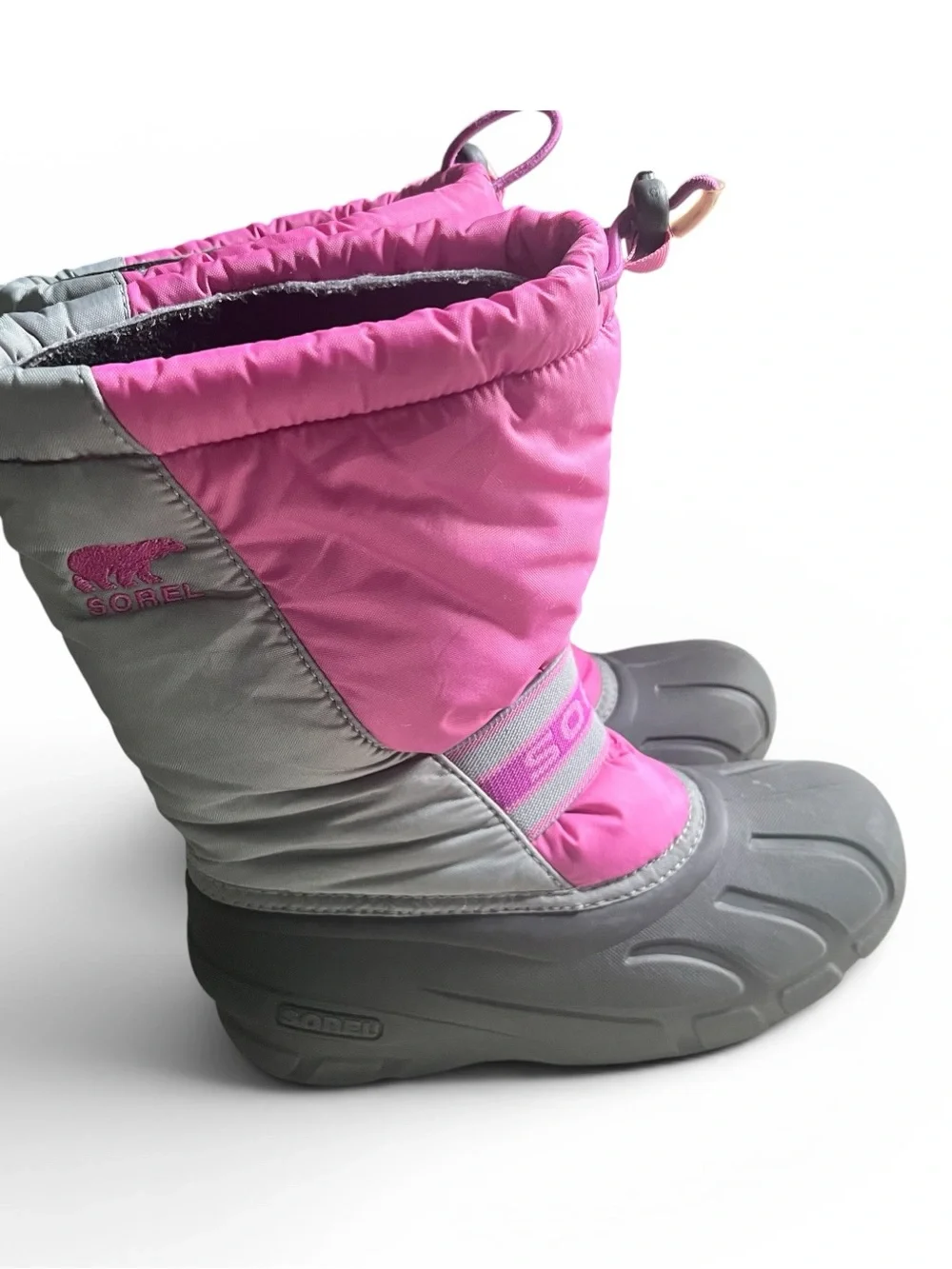 Sorel Youth Flurry/Cub Winter Snow Boots - Pink/Grey - Size 5 (Big Kids)